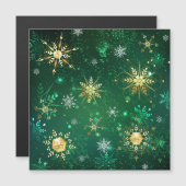 クリスマスの黄金の雪が緑の背景に (正面/裏面)