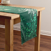 クリスマスの黄金の雪が緑の背景に ロングテーブルランナー (インサイチュ)