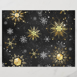 クリスマスの黄金の雪が黒い背景に チラシ