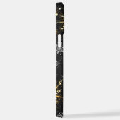 クリスマスの黄金の雪が黒い背景に iPhoneケース (右側面)