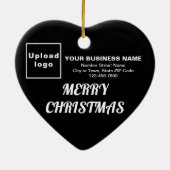 クリスマスの黒いハート型のビジネスデザイン セラミックオーナメント (裏面)