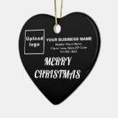 クリスマスの黒いハート型のビジネスデザイン セラミックオーナメント (左)