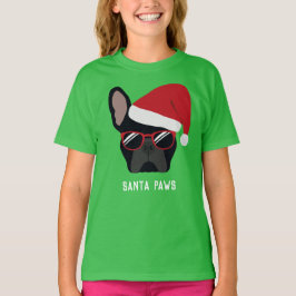 クリスマスの黒いフレンチブルドッグTシャツ Tシャツ