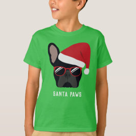 クリスマスの黒いフレンチブルドッグTシャツ Tシャツ