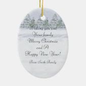 クリスマスの黒いラブラドールサンタ セラミックオーナメント (裏面)