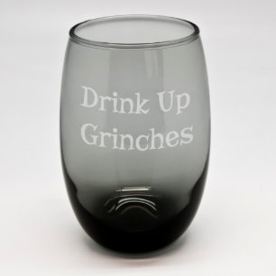 クリスマスの黒いStemlessワイングラス