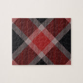 クリスマスの黒くおよび赤いギンガムのフランネルの格子縞 ジグソーパズル (横)