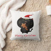 クリスマスの黒くかわいい猫 クッション (ブランケット)