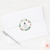 クリスマスの黒と花 ラウンドシール (封筒)