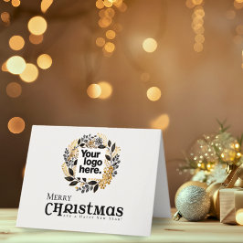クリスマスの黒と金のリース ビジネス休日カード シーズンカード