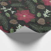 クリスマスの黒板の冬の花及び群葉 ラッピングペーパー (角)