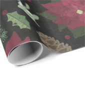 クリスマスの黒板の冬の花及び群葉 ラッピングペーパー (ロールコーナー)