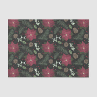 クリスマスの黒板の冬の花及び群葉 薄葉紙