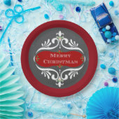 クリスマスの黒板の赤い紙皿 ペーパープレート (パーティー)