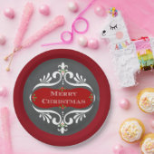 クリスマスの黒板の赤い紙皿 ペーパープレート (パーティー)