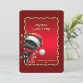 クリスマスの黒猫のホリデーカード シーズンカード (スタンド正面)