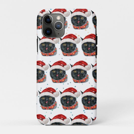クリスマスの黒猫の水彩画 Case-Mate iPhoneケース (裏面)