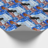 クリスマスの黒猫アート絵画 ラッピングペーパー (角)