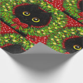 クリスマスの黒猫アート絵画 ラッピングペーパー (角)