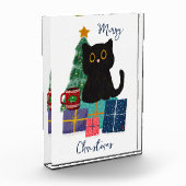 クリスマスの黒猫コーヒーアート フォトブロック (左)