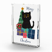 クリスマスの黒猫コーヒーアート フォトブロック (右)