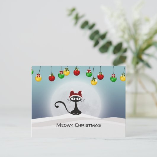 クリスマスの黒猫スポーキー シーズンポストカード (スタンド正面)