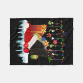クリスマスの黒猫プレゼント フリースブランケット (正面(横))