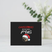クリスマスの黒猫プレゼント ポストカード (スタンド正面)