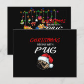 クリスマスの黒猫プレゼント ポストカード (正面/裏面)