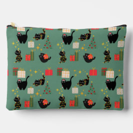 クリスマスの黒猫 アクセサリーポーチ