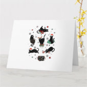 クリスマスの黒猫 カード (黄色い花)