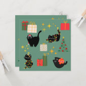 クリスマスの黒猫 カード (正面/裏面インサイチュ)