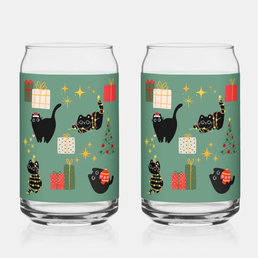 クリスマスの黒猫 ガラス缶 (正面)