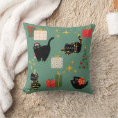 クリスマスの黒猫 クッション (ブランケット)