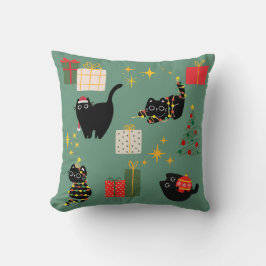 クリスマスの黒猫 クッション