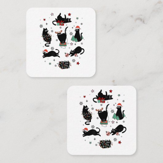 クリスマスの黒猫 スクエア名刺 (正面/裏面)