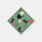 クリスマスの黒猫 スタンダードカクテルナプキン (角)