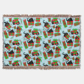 クリスマスの黒猫 スローブランケット (正面)