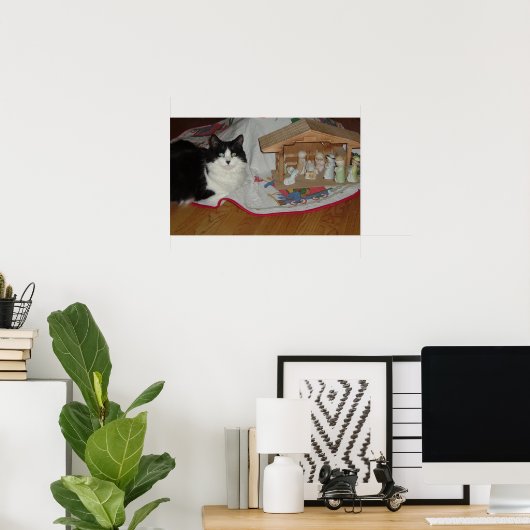 クリスマスの黒猫 ポスター (ホームオフィス)