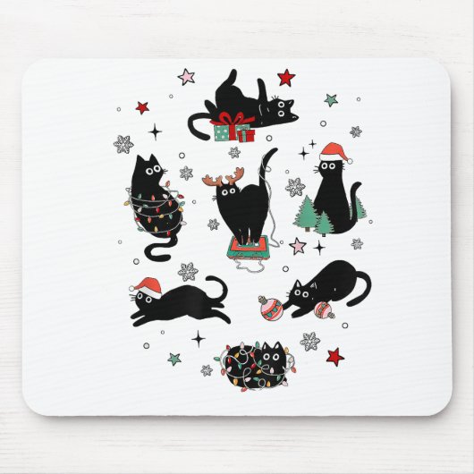 クリスマスの黒猫 マウスパッド (正面)