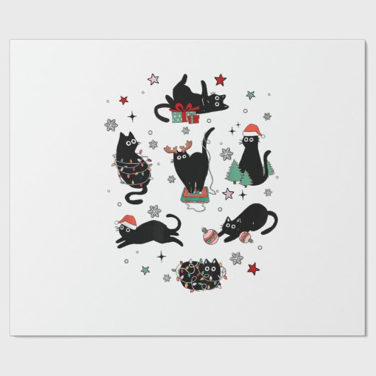 クリスマスの黒猫 ラッピングペーパー (フラット)
