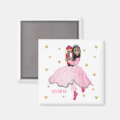 クリスマスの黒髪のバレリーナ、クララ マグネット (正面/裏面)