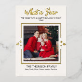 クリスマスの1年を振り返るマルチ写真モダンテンプレート 箔シーズンカード (正面)