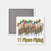 クリスマスの11日目を過ごす11人のピッパー マグネット (正面/裏面)