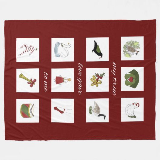 クリスマスの12の日私の真の愛の毛布 フリースブランケット (正面(横))