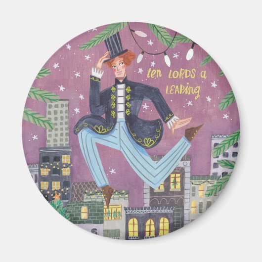 クリスマスの12の日10大主の跳躍のかわいい マグネット (正面)