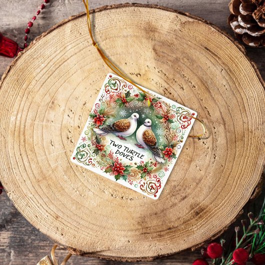 クリスマスの12の日2亀の鳩 セラミックオーナメント