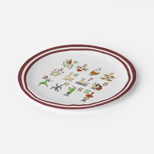 クリスマスの12日あなたのボーダー色 ペーパープレート (アングル)