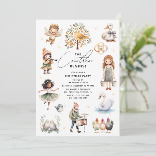 クリスマスの12日の可愛いパーティー 招待状 (スタンド正面)