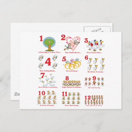 クリスマスの12日完了 シーズンポストカード (正面/裏面)